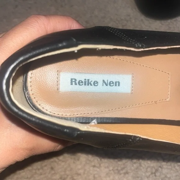 Reike Nen Square Toe Cross Stitch‎ Detail Leather Platform Loafer 40 / 10